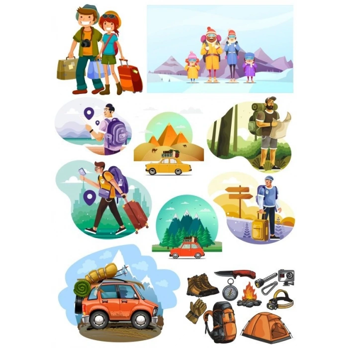 Tatil Travel Sticker Set 15 Parça Telefon, Tablet, Defter, Laptop Sticker