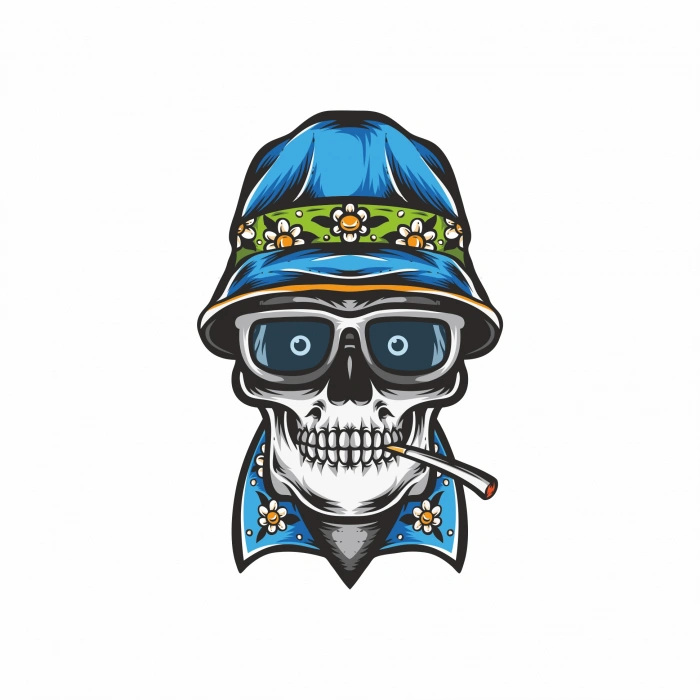 Tatilci iskelet Sticker 10x10 cmRenkli Sticker