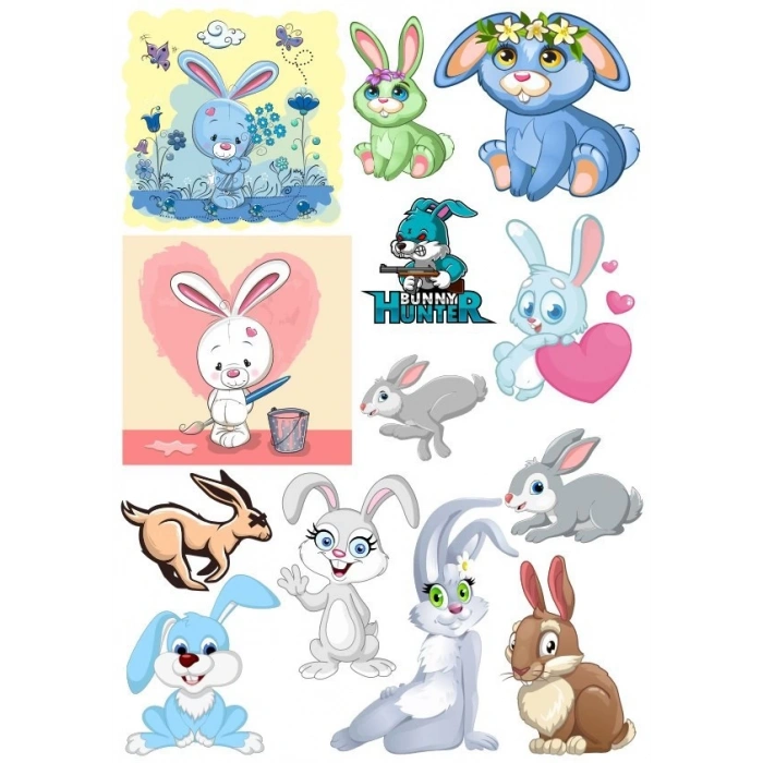 Tavşan Sticker Set-2 20 Parça Telefon, Tablet, Defter, Laptop Sticker