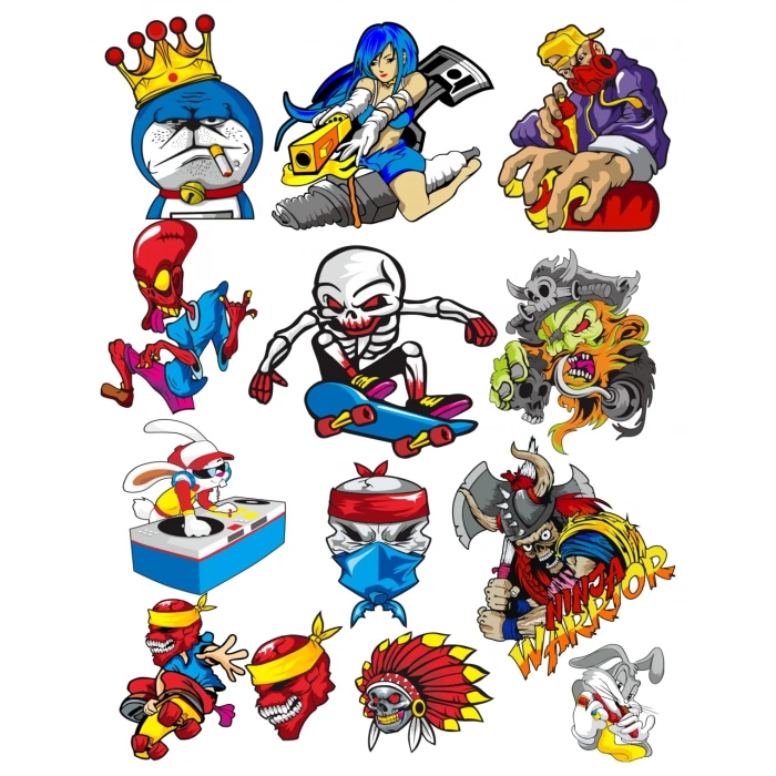 Tavşan Sticker Set 7 15 Parça Telefon, Tablet, Defter, Laptop Sticker