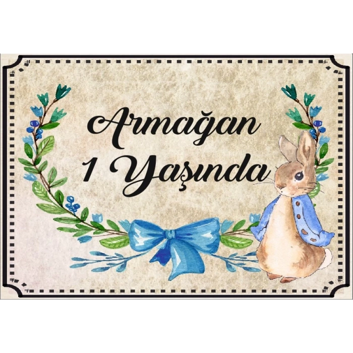 Tavşan Temalı Doğum Günü Afişi 100X150 cm