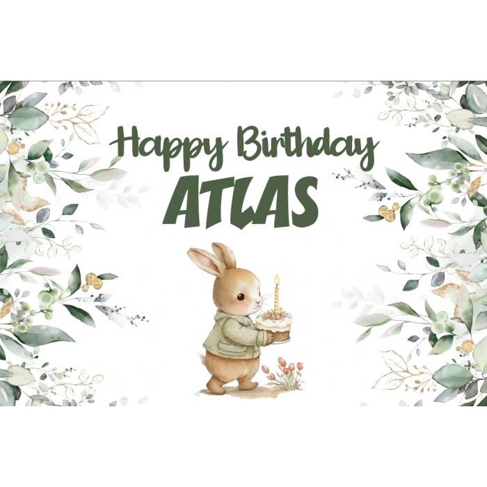 Tavşan Temalı Doğum Günü Afişi 35X50 cm