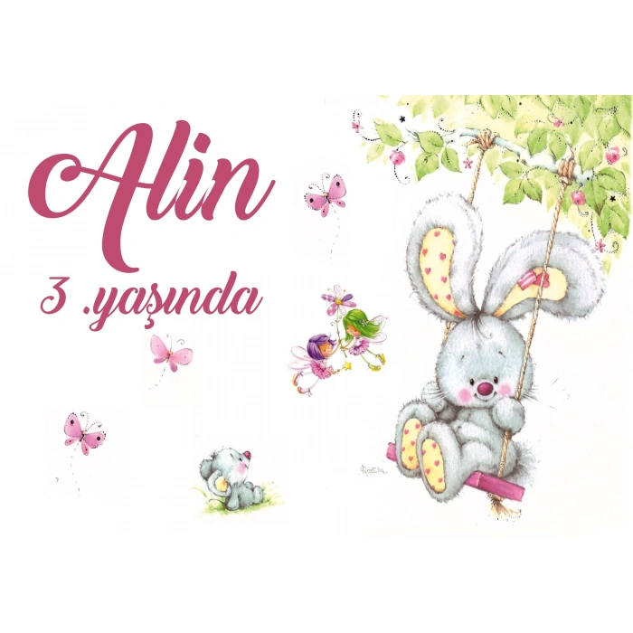 Tavşan Temalı Doğum Günü Afişi 50X70 cm