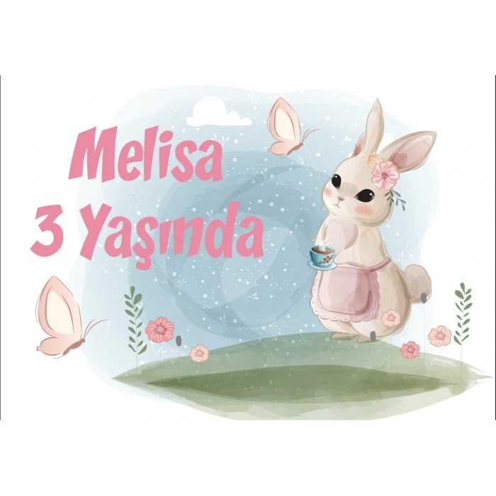 Tavşan Temalı Doğum Günü Afişi 50X70 cm
