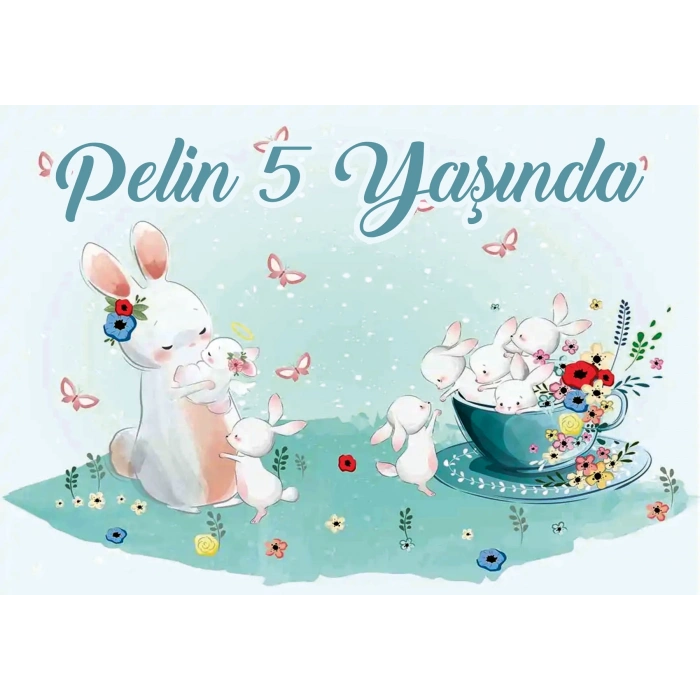 Tavşan Temalı Doğum Günü Afişi 70X100 cm