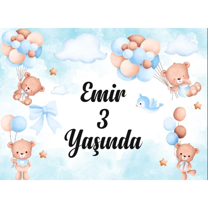 Sevimli Ayıcık Temalı Doğum Günü Afişi 50X70 cm