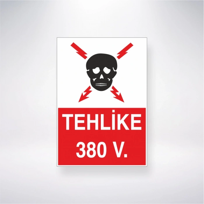 Tehlike 380 V. Sticker 20X28 Cm