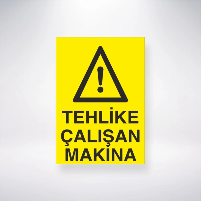 Tehlike Çalışan Makine Sticker 20X28 Cm