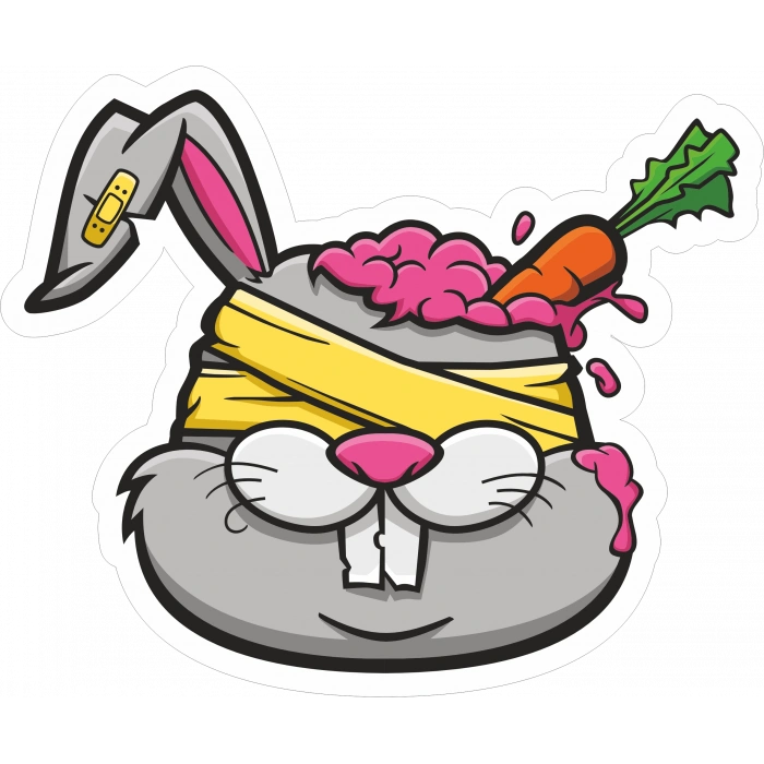 Gözleri Bağlı Tavşan Sticker 10x10 cmRenkli Sticker