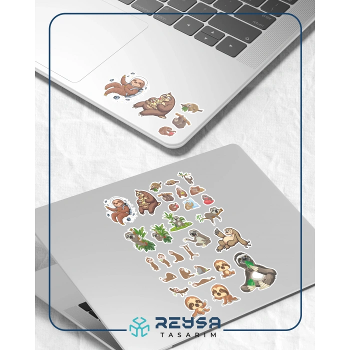 Tembel Hayvan Stciker Set 25 Parça Telefon, Tablet, Defter, Laptop Sticker