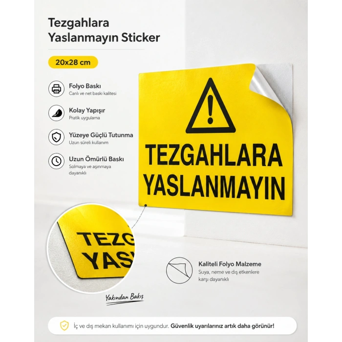 Tezgahlara Yaslanmayın Sticker 20X28 Cm