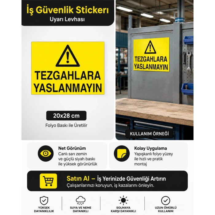 Tezgahlara Yaslanmayın Sticker 20X28 Cm