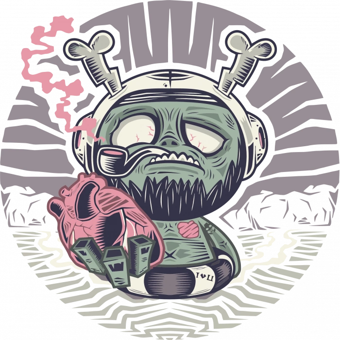 Beyin Tutan Uzaylı Sticker 10x10 cmRenkli Sticker