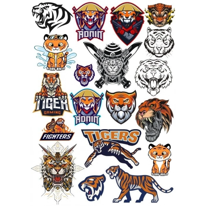 Tiger Kaplan Sticker Set-3 15 Parça Telefon, Tablet, Defter, Laptop Sticker