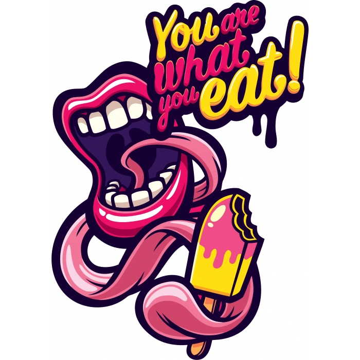 Dondurma ve Dudaklar Sticker 10x10 cmRenkli Sticker