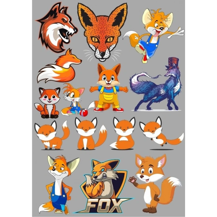 Tilki Sticker Set-3 15 Parça Telefon, Tablet, Defter, Laptop Sticker