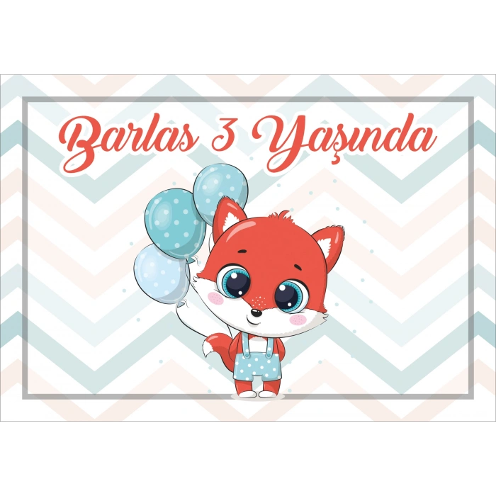 Tilki Temalı Doğum Günü Afişi 100X150 cm