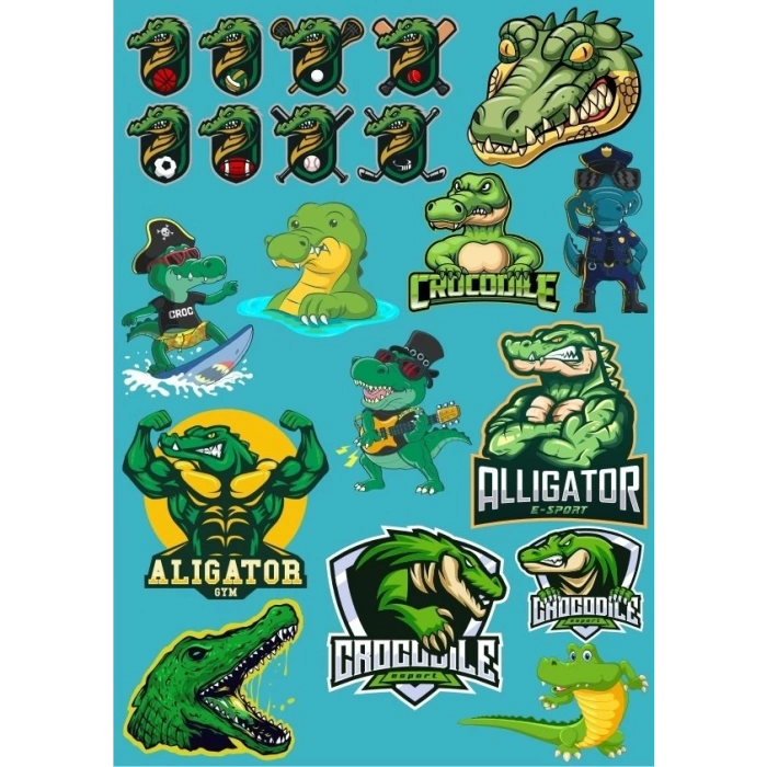 Timsah Sticker Set-10 17 Parça Telefon, Tablet, Defter, Laptop Sticker