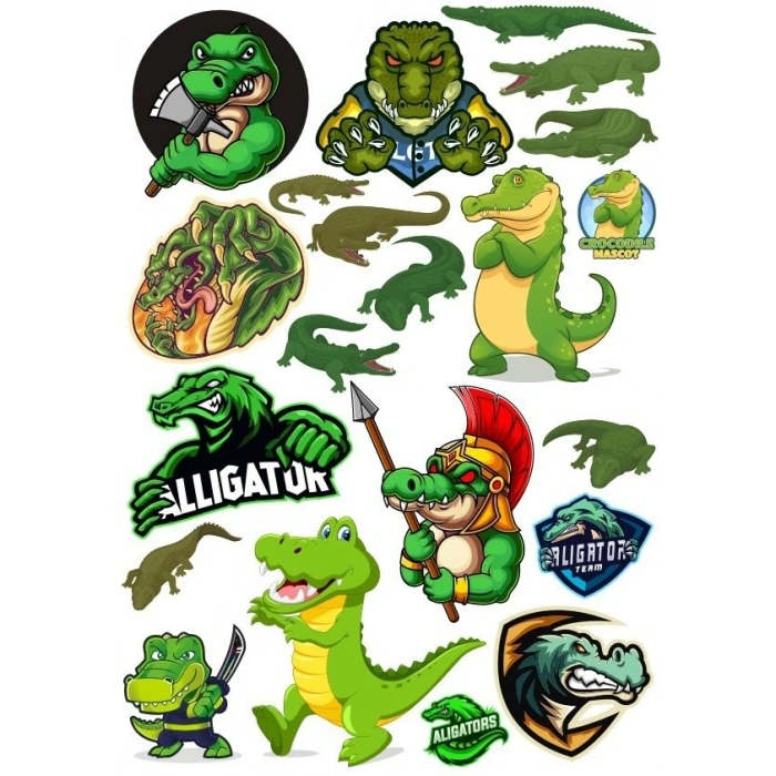 Timsah Sticker Set-11 17 Parça Telefon, Tablet, Defter, Laptop Sticker