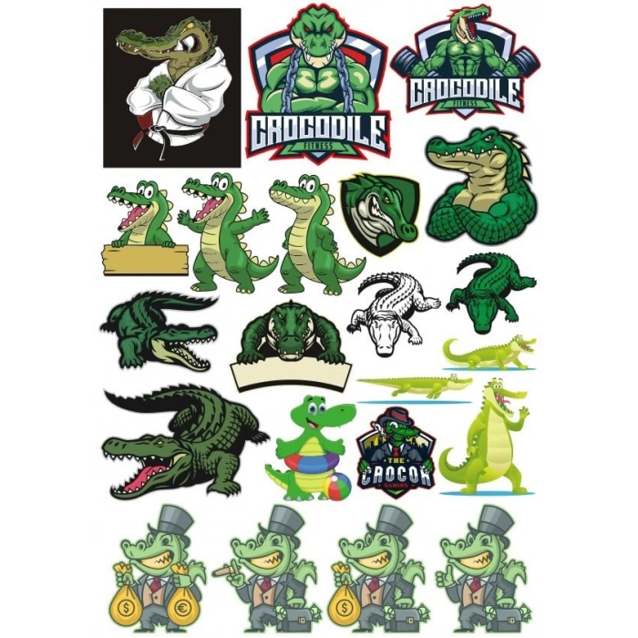 Timsah Sticker Set 2 20 Parça Telefon, Tablet, Defter, Laptop Sticker