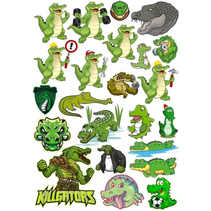 Timsah Sticker Set 3 20 Parça Telefon, Tablet, Defter, Laptop Sticker