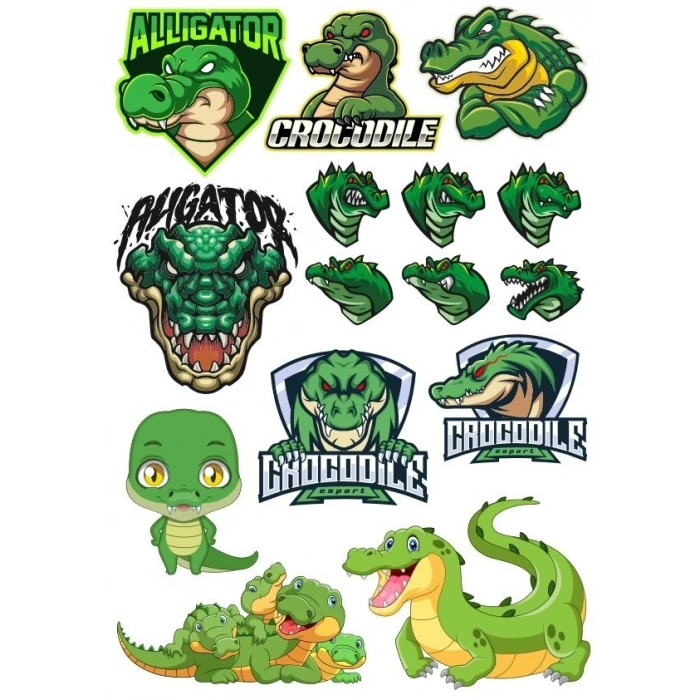 Timsah Sticker Set-4 13 Parça Telefon, Tablet, Defter, Laptop Sticker