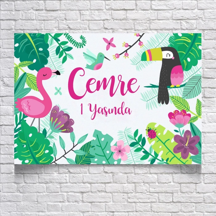 Tropikal Hayvanlar Temalı Doğum Günü Afişi 50X70 cm