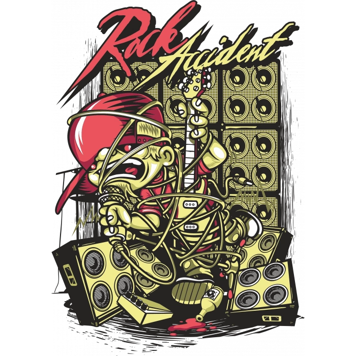 Rock Accident Sticker 10x10 cmRenkli Sticker