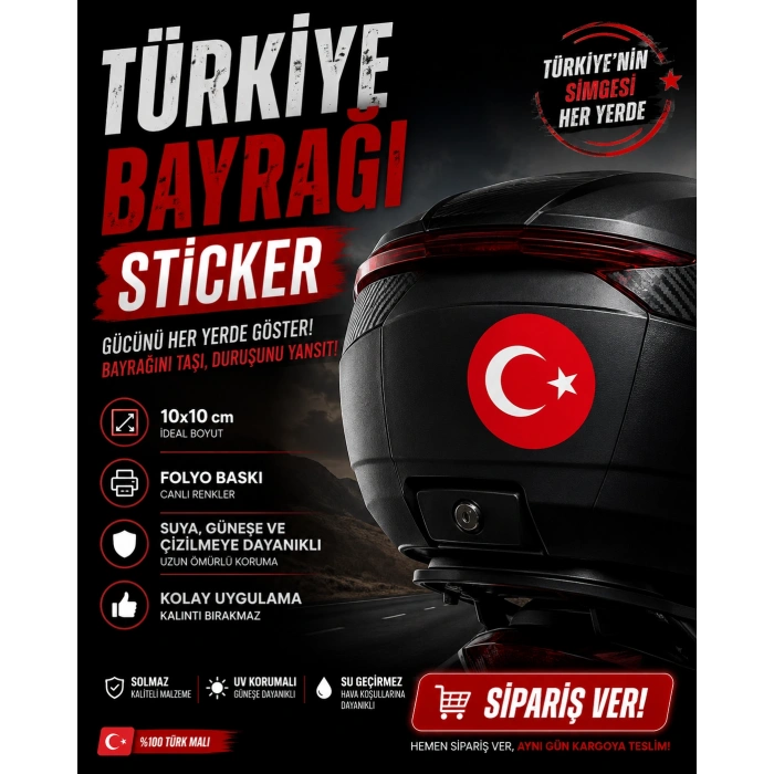 Türkiye Bayrağı Sticker 10x10 cmRenkli Sticker