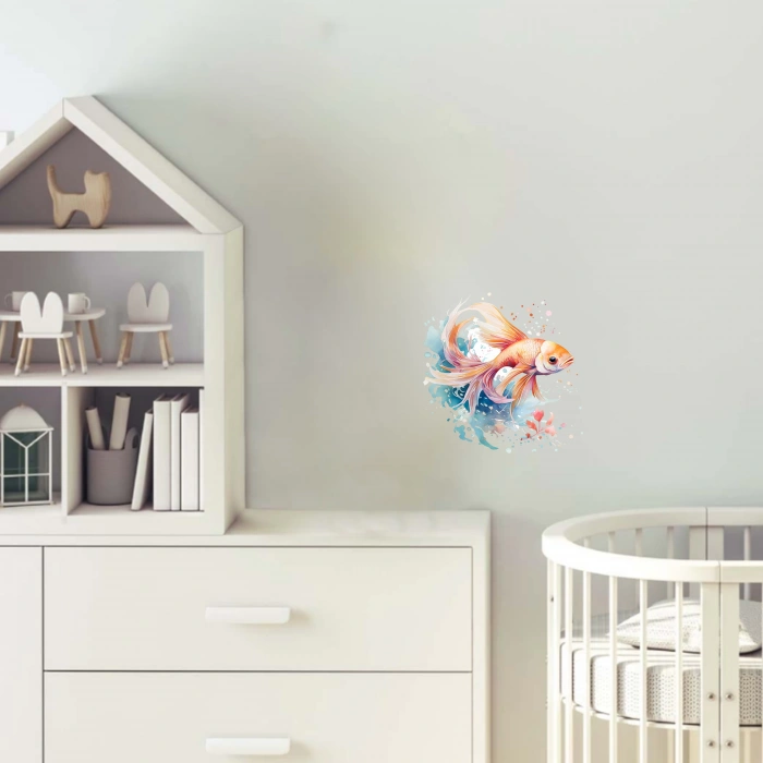 Turuncu Japon Balığı Duvar Stickerı