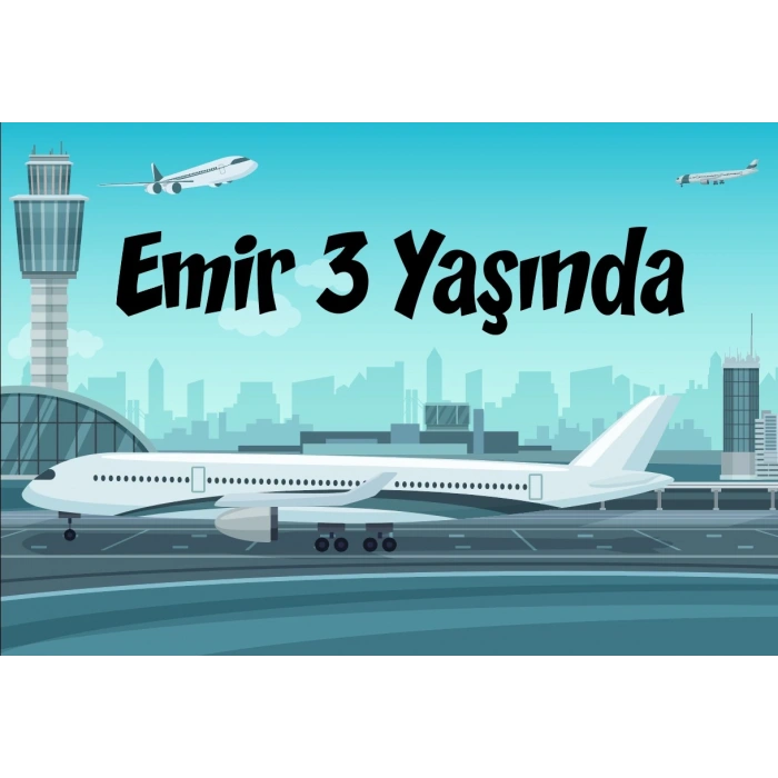 Uçak Temalı Doğum Günü Afişi 100X150 cm