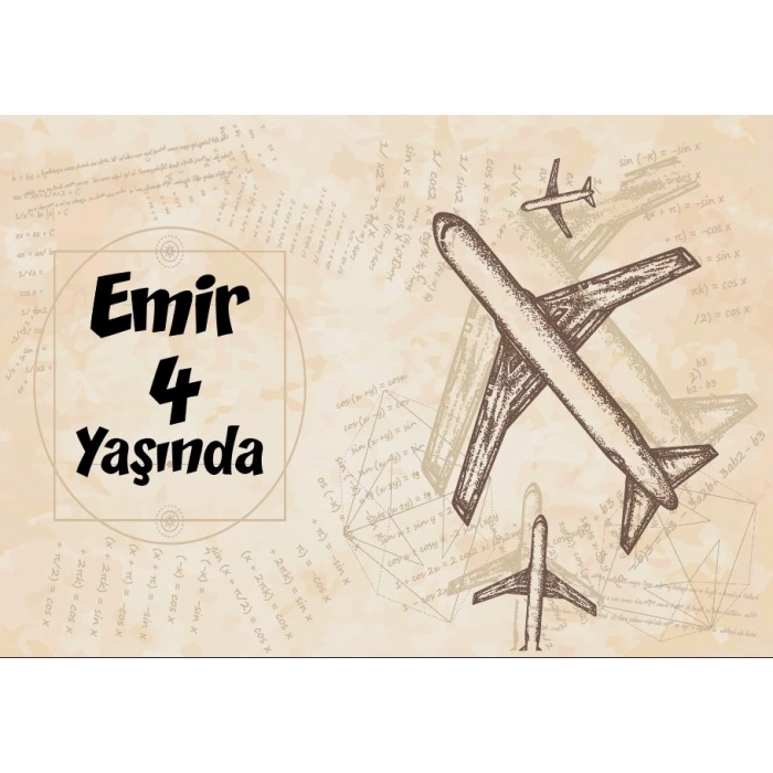 Uçak Temalı Doğum Günü Afişi 35X50 cm