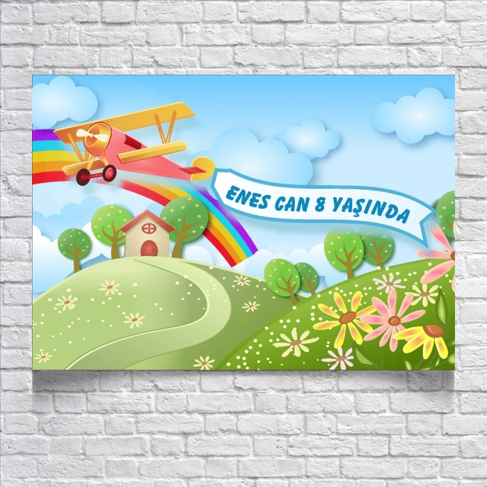 Uçak Temalı Doğum Günü Afişi 35X50 cm