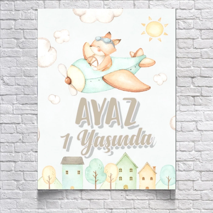 Uçak Temalı Doğum Günü Afişi 35x50 Cm