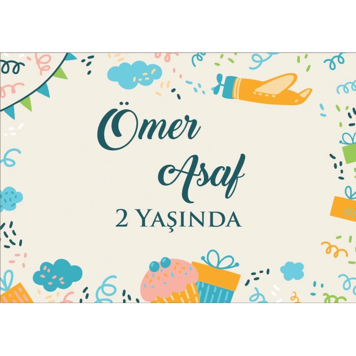 Uçak Temalı Doğum Günü Afişi 35X50 cm
