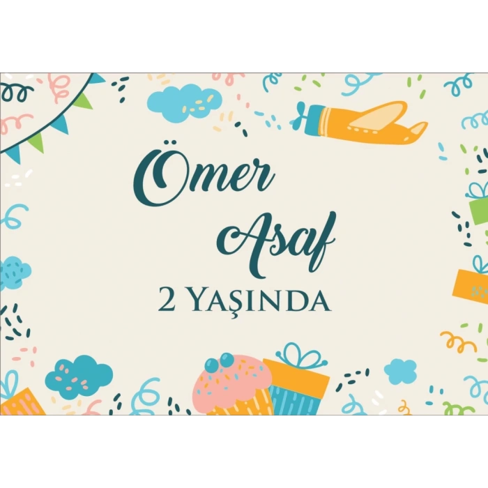 Uçak Temalı Doğum Günü Afişi 50X70 cm