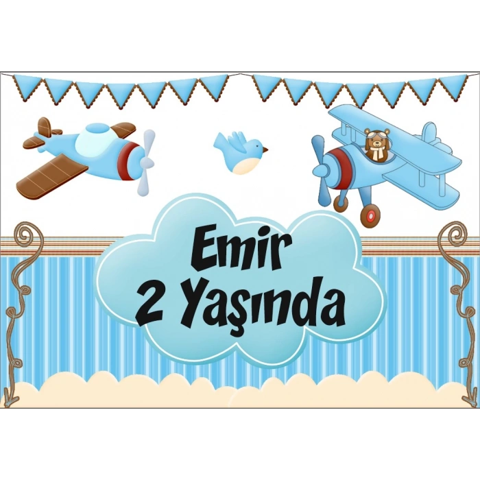 Uçak Temalı Doğum Günü Afişi 70X100 cm
