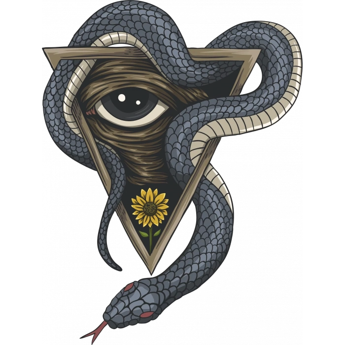 Üçgen İçinde Dolaşan Yılan Sticker 10x10 cmRenkli Sticker