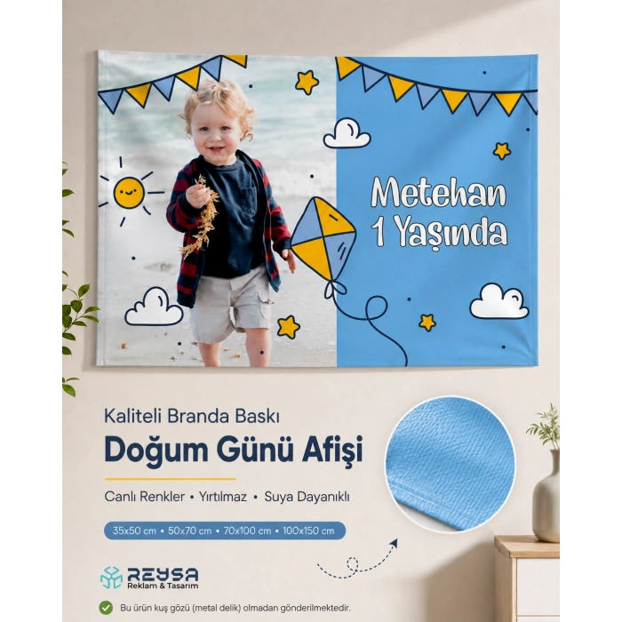 Uçurtma Temalı Doğum Günü Afişi 100X150 cm