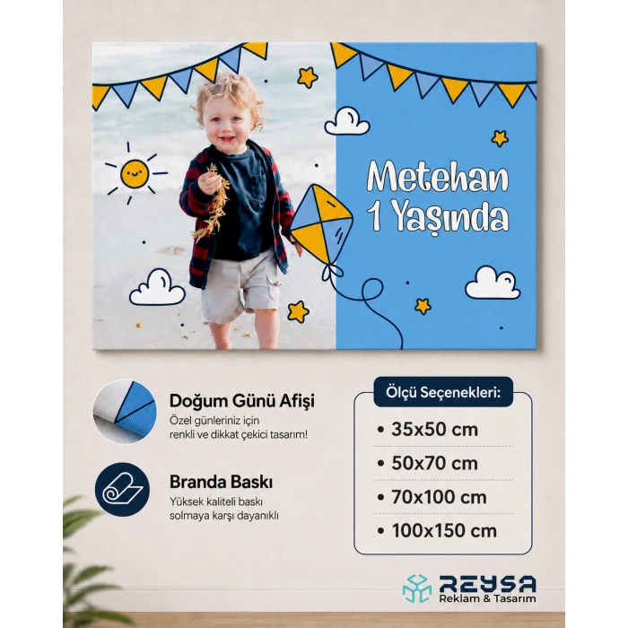 Uçurtma Temalı Doğum Günü Afişi 100X150 cm