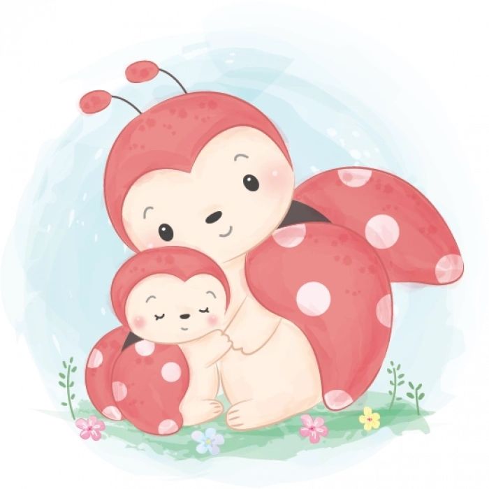 Uğur Böceği Ailesi Duvar Stickerı