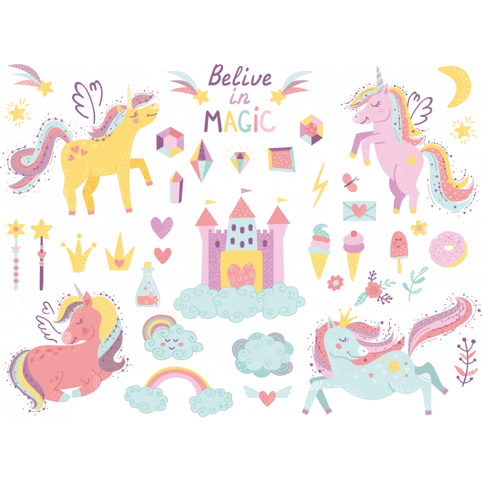 Unicorn Stciker Set-3 20 Parça Telefon, Tablet, Defter, Laptop Sticker