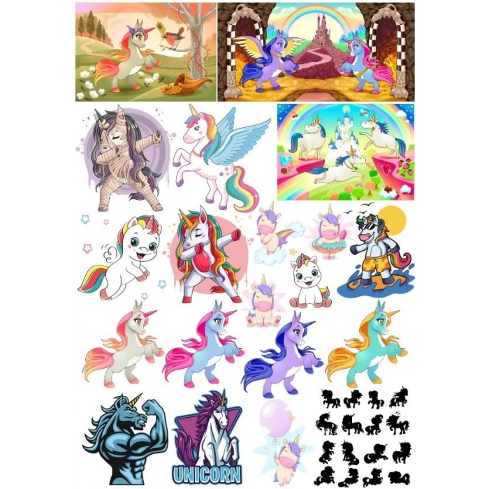 Unicorn Sticker Set 6 16 Parça Telefon, Tablet, Defter, Laptop Sticker