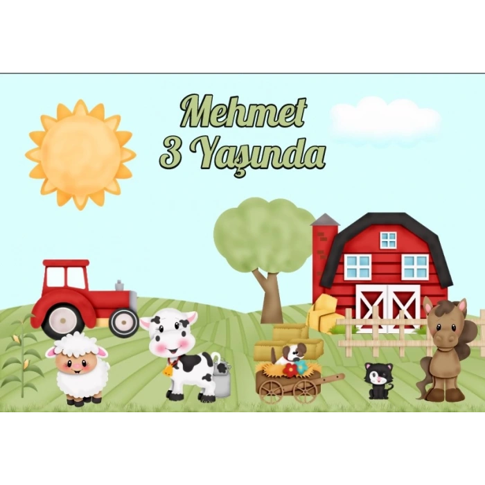Çiftlik Temalı Doğum Günü Afişi 100X150 cm