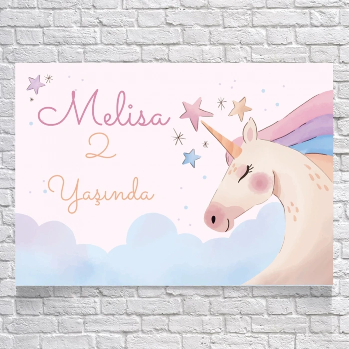Unicorn Temalı Doğum Günü Afişi 35X50 cm