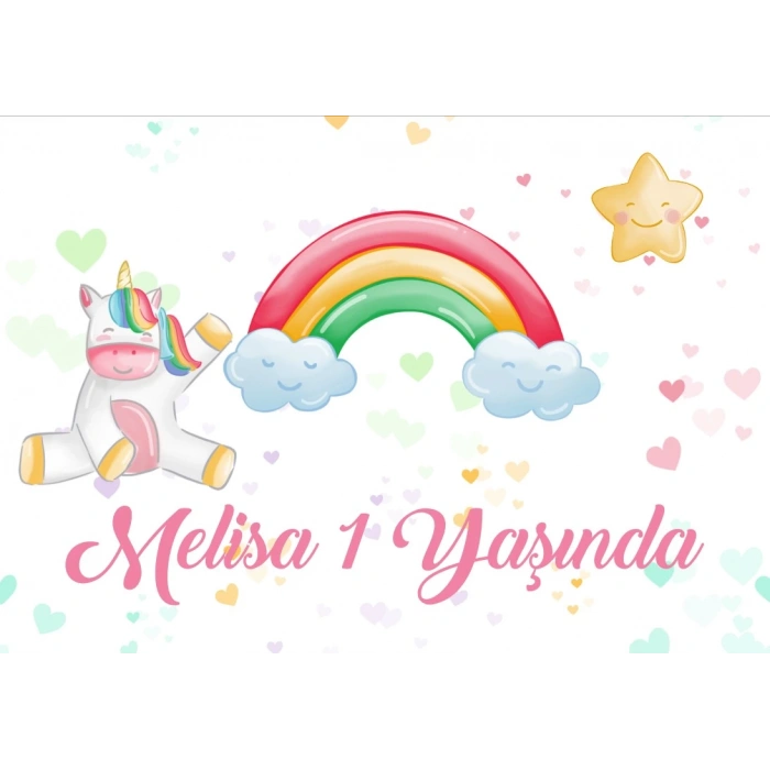Unicorn Temalı Doğum Günü Afişi 35X50 cm