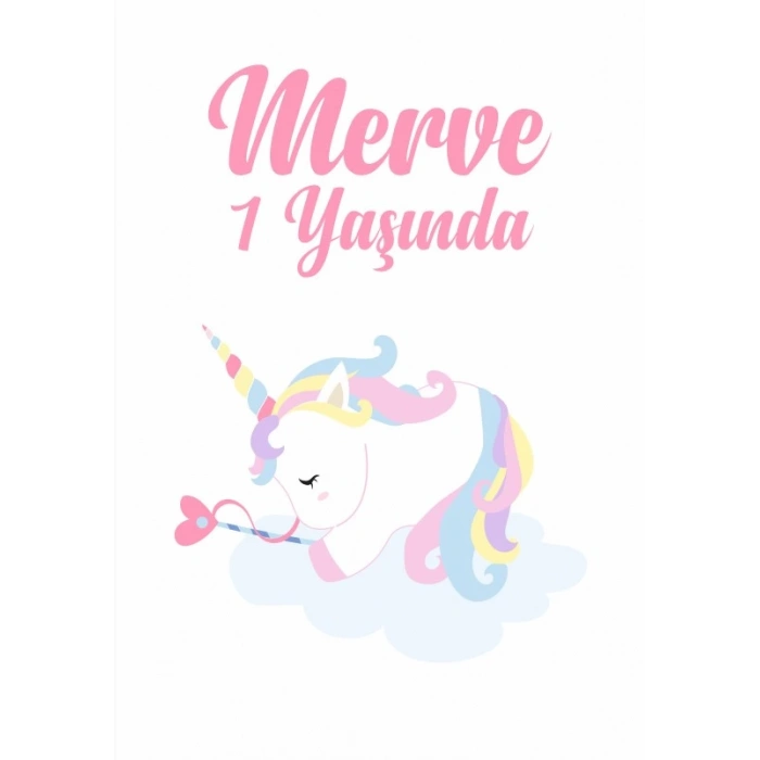 Unicorn Temalı Doğum Günü Afişi 50X70 cm
