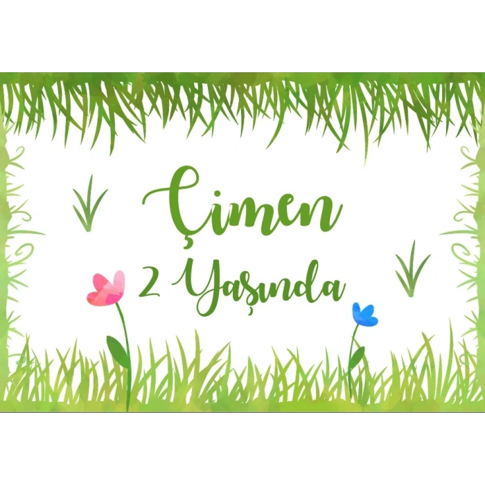 Çimen Temalı Doğum Günü Afişi 50X70 cm