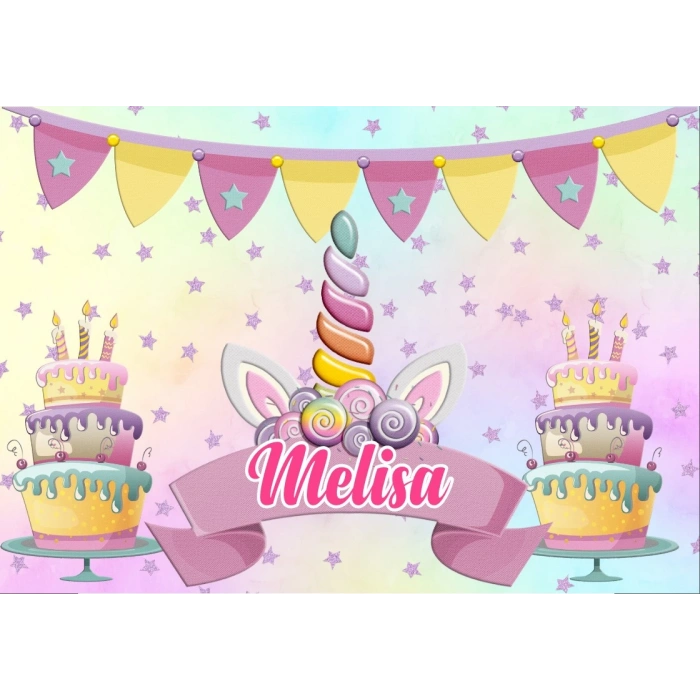 Unicorn Temalı Doğum Günü Afişi 50X70 cm