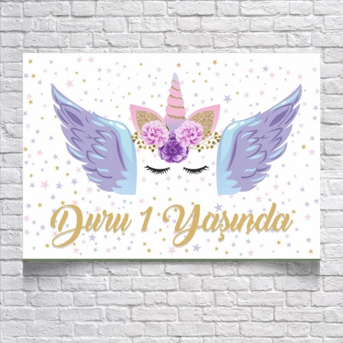 Unicorn Temalı Doğum Günü Afişi 50x70 Cm